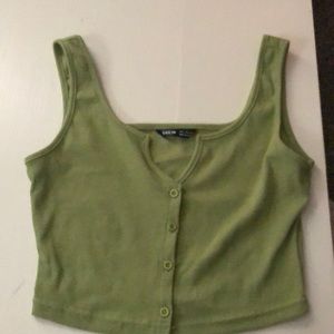 Green button crop top